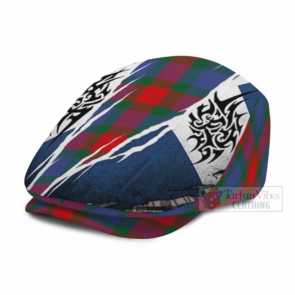 Mar Tartan Flat Cap, Jeff Cap Scotland Flag Ripped Tribal Design