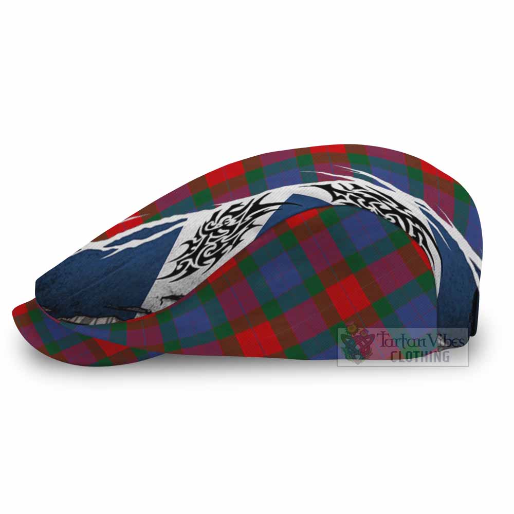 Mar Tartan Flat Cap, Jeff Cap Scotland Flag Ripped Tribal Design