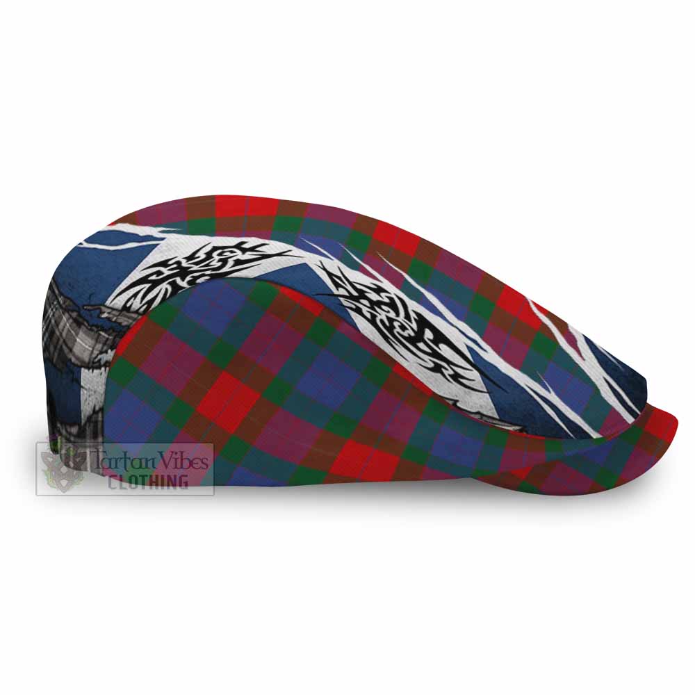 Mar Tartan Flat Cap, Jeff Cap Scotland Flag Ripped Tribal Design