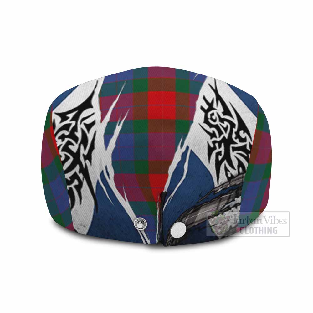 Mar Tartan Flat Cap, Jeff Cap Scotland Flag Ripped Tribal Design