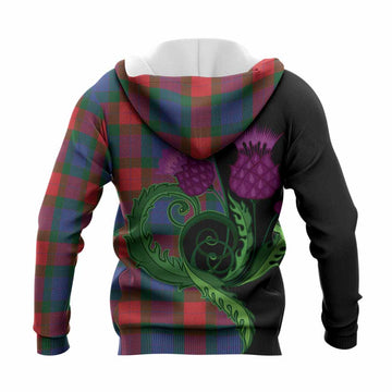 Mar Tartan Knitted Hoodie Traditional Scottish Thistle