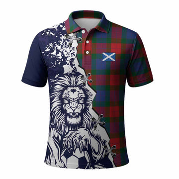 Mar Tartan Scottish Polo Shirt Angry Lion With Soccer Ball Style