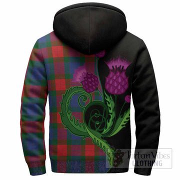 Mar Tartan Sherpa Hoodie Traditional Scottish Thistle