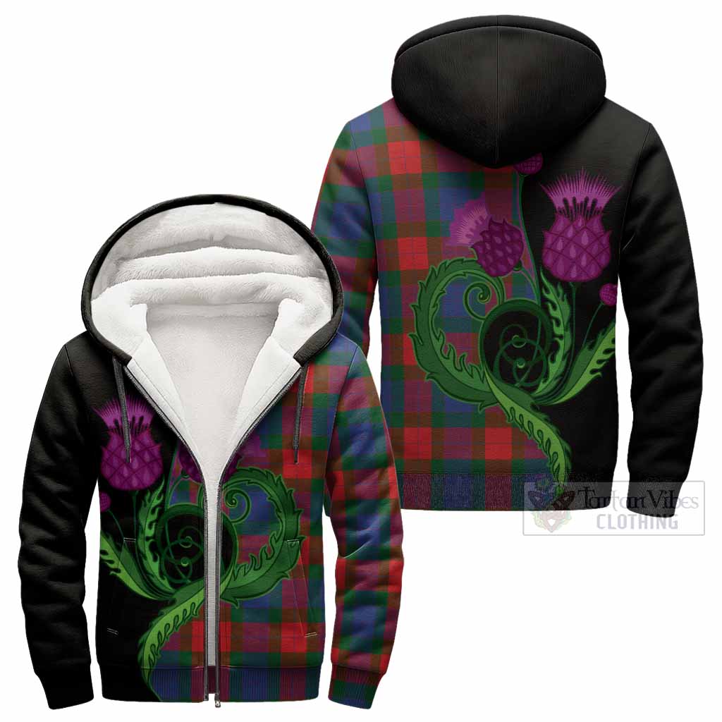 Mar Tartan Sherpa Hoodie Traditional Scottish Thistle