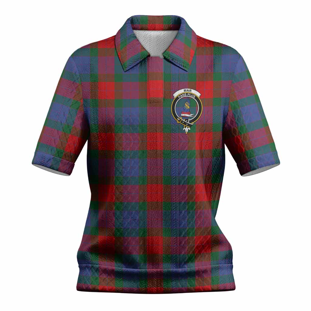 Mar Tartan Women’s Polo Sweater Top with Family Crest