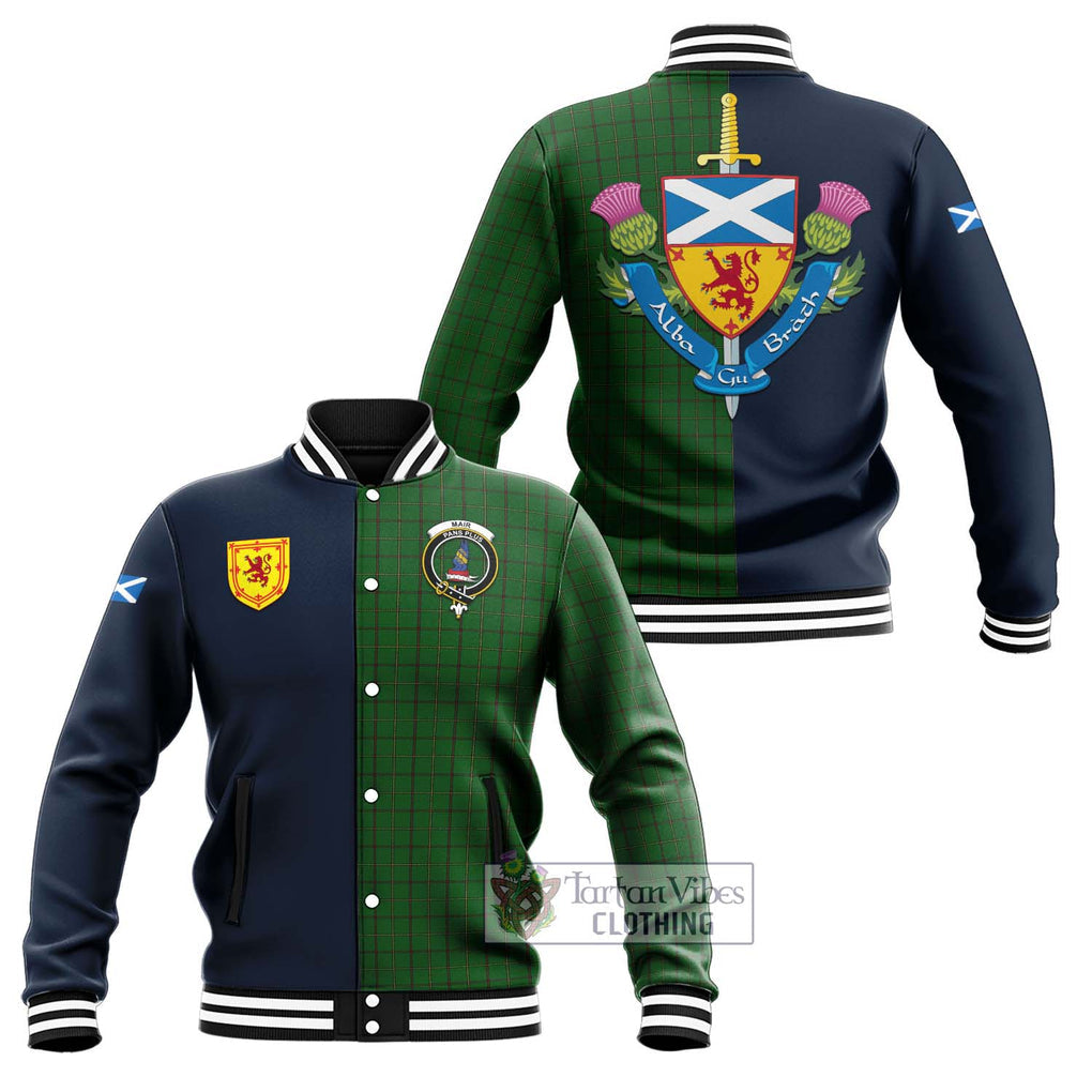 Mar Tribe Tartan Baseball Jacket Alba with Scottish Lion Royal Arm Half Style Unisex - Tartan Vibes Clothing