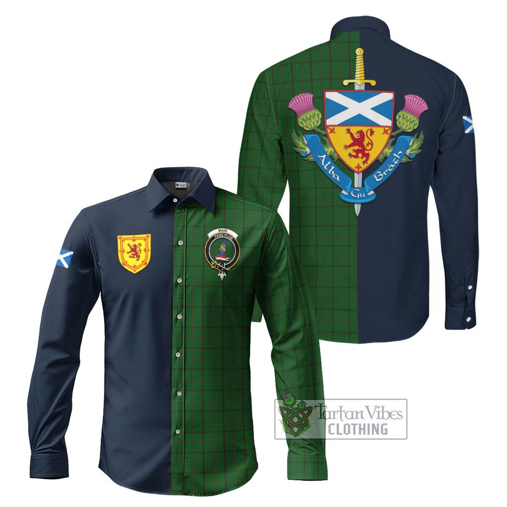 Mar Tribe Tartan Long Sleeve Button Shirt Alba with Scottish Lion Royal Arm Half Style Men's Shirt S - Tartan Vibes Clothing