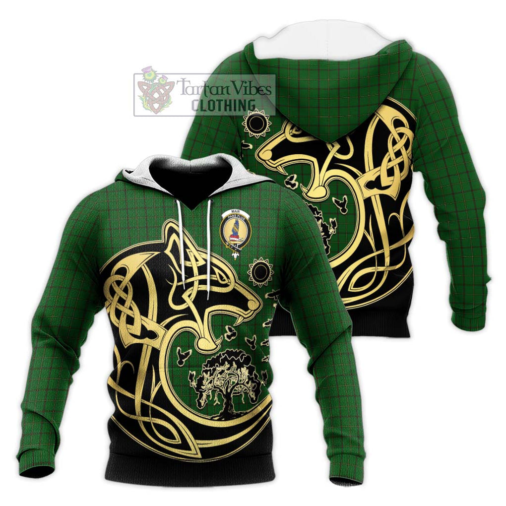 Mar Tribe Tartan Knitted Hoodie with Family Crest Celtic Wolf Style Unisex Knitted Pullover Hoodie - Tartan Vibes Clothing