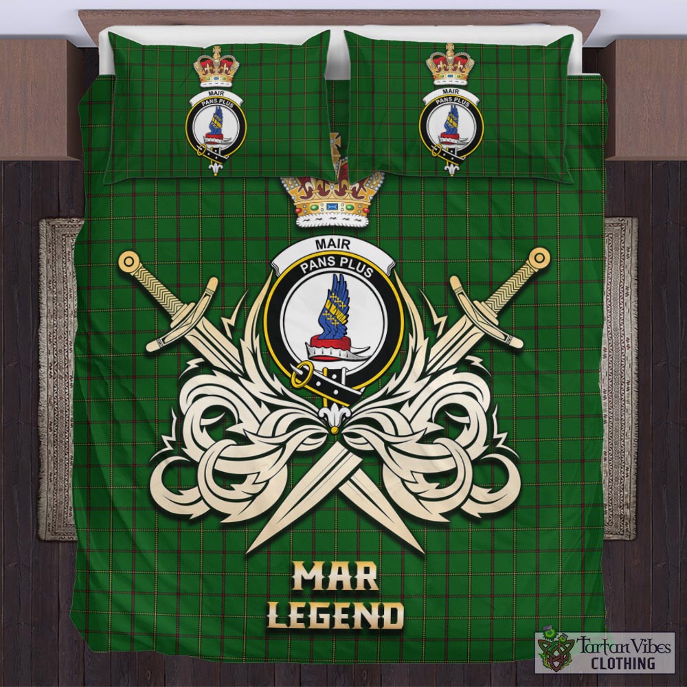 Tartan Vibes Clothing Mar Tribe Tartan Bedding Set with Clan Crest and the Golden Sword of Courageous Legacy