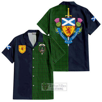 Mar Tribe Tartan Hawaiian Shirt Alba with Scottish Lion Royal Arm Half Style Kid - Tartan Vibes Clothing