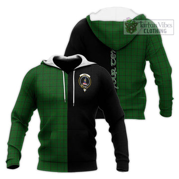 Mar Tribe Tartan Knitted Hoodie with Family Crest and Half Of Me Style Unisex Knitted Pullover Hoodie - Tartan Vibes Clothing