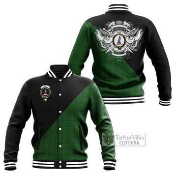 Mar Tribe Tartan Baseball Jacket with Family Crest and Military Logo Style Unisex - Tartan Vibes Clothing