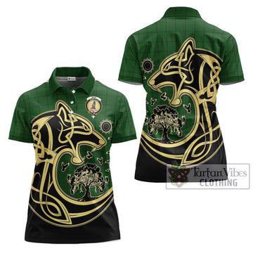 Mar Tribe Tartan Women's Polo Shirt with Family Crest Celtic Wolf Style Women - Tartan Vibes Clothing