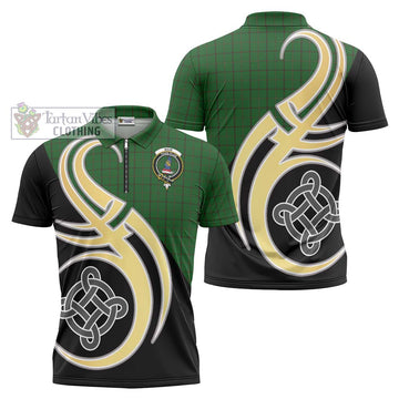 Mar Tribe Tartan Zipper Polo Shirt with Family Crest and Celtic Symbol Style Unisex - Tartan Vibes Clothing
