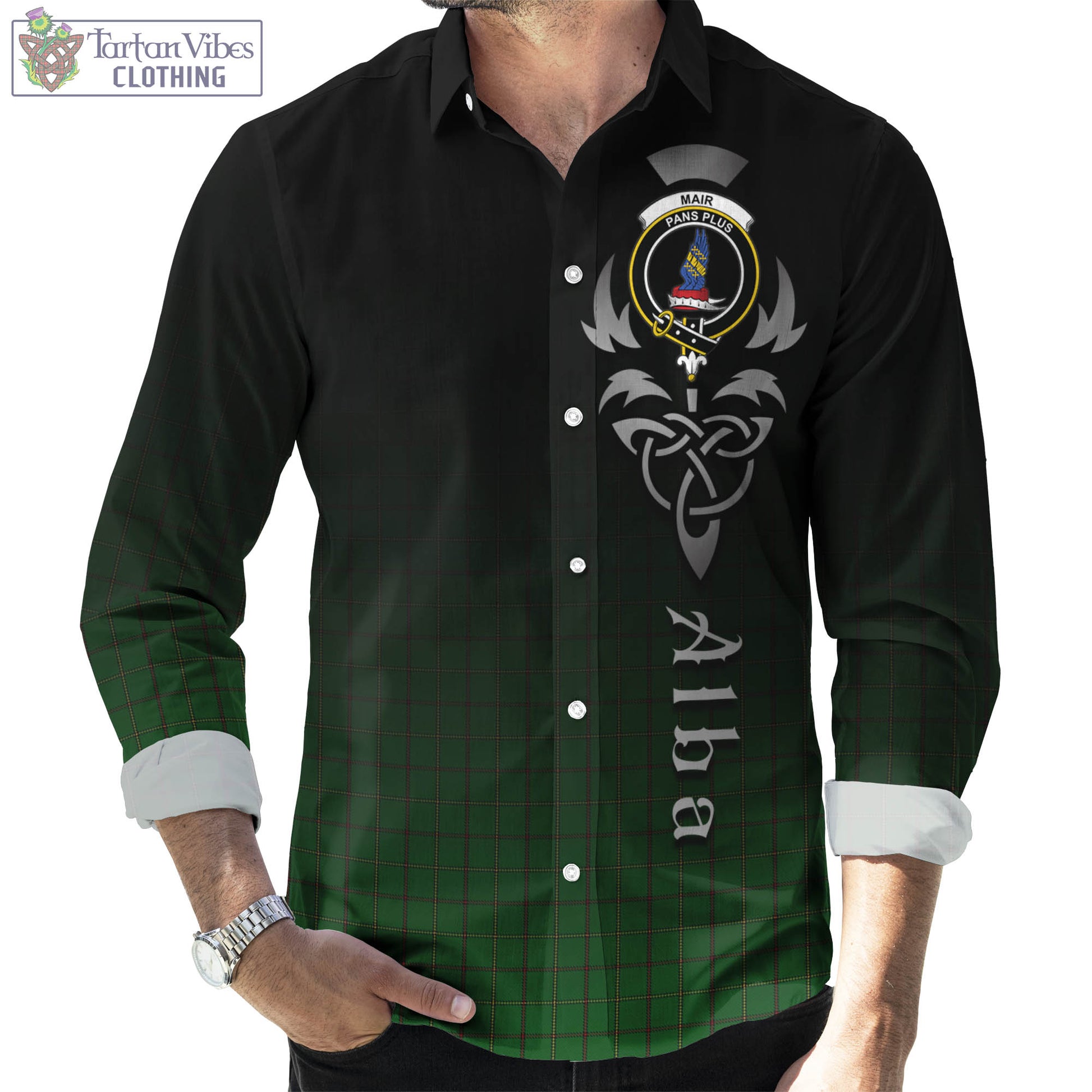 Mar Tribe Tartan Long Sleeve Button Up Featuring Alba Gu Brath Family Crest Celtic Inspired Men's Shirt - Tartan Vibes Clothing