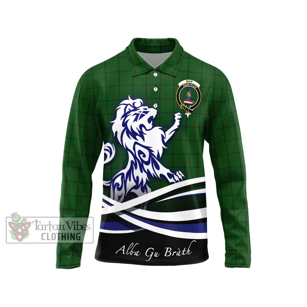 Mar Tribe Tartan Long Sleeve Polo Shirt with Alba Gu Brath Regal Lion Emblem Unisex - Tartan Vibes Clothing