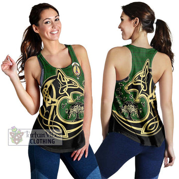 Mar Tribe Tartan Women's Racerback Tanks with Family Crest Celtic Wolf Style 4XL - Tartan Vibes Clothing