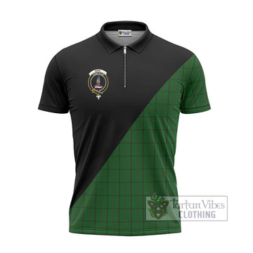 Mar Tribe Tartan Zipper Polo Shirt with Family Crest and Military Logo Style - Tartan Vibes Clothing
