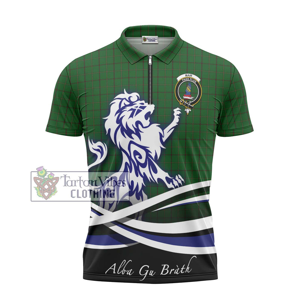 Mar Tribe Tartan Zipper Polo Shirt with Alba Gu Brath Regal Lion Emblem - Tartan Vibes Clothing