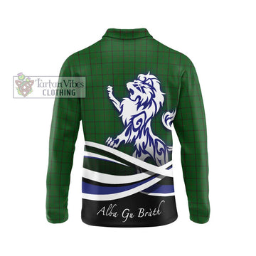 Mar Tribe Tartan Long Sleeve Polo Shirt with Alba Gu Brath Regal Lion Emblem - Tartan Vibes Clothing