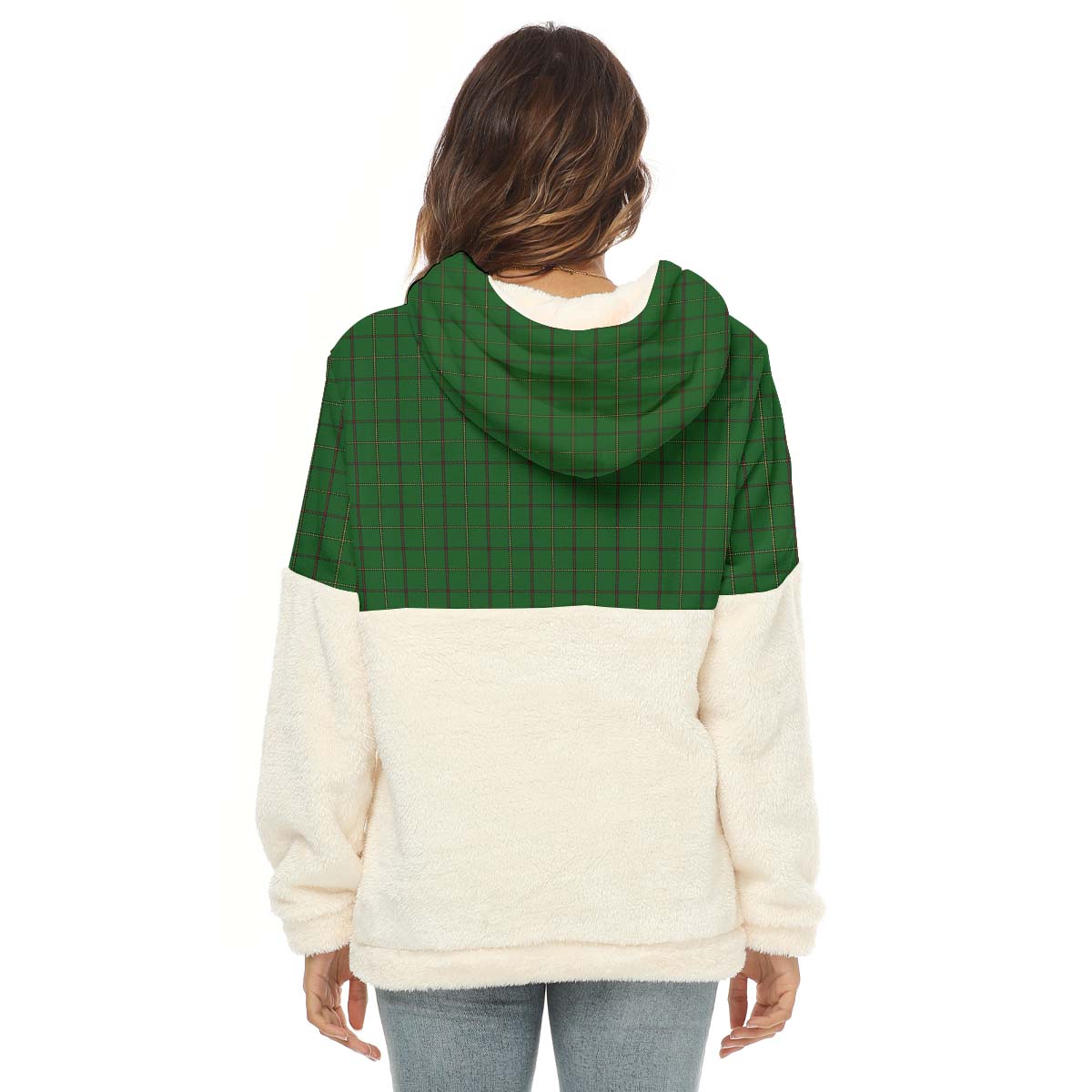 Mar Tribe Tartan Half Style Women's Borg Fleece Hoodie with Half Zip - Tartan Vibes Clothing