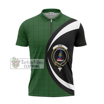 Mar Tribe Tartan Zipper Polo Shirt with Family Crest Circle Style - Tartan Vibes Clothing