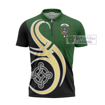 Mar Tribe Tartan Zipper Polo Shirt with Family Crest and Celtic Symbol Style - Tartan Vibes Clothing