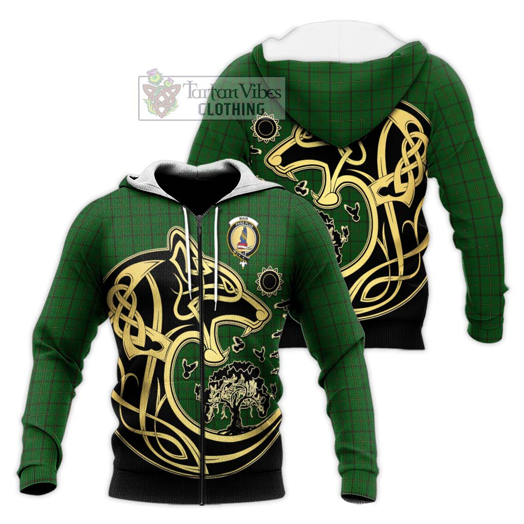 Mar Tribe Tartan Knitted Hoodie with Family Crest Celtic Wolf Style Unisex Knitted Zip Hoodie - Tartan Vibes Clothing