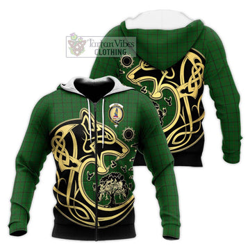 Mar Tribe Tartan Knitted Hoodie with Family Crest Celtic Wolf Style Unisex Knitted Zip Hoodie - Tartan Vibes Clothing