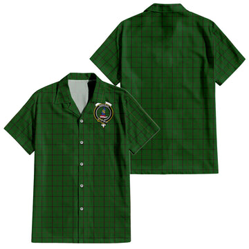 Mar Tribe Tartan Short Sleeve Button Down Shirt with Family Crest