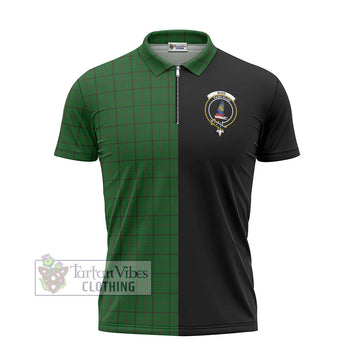 Mar Tribe Tartan Zipper Polo Shirt with Family Crest and Half Of Me Style - Tartan Vibes Clothing