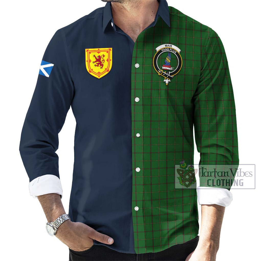 Mar Tribe Tartan Long Sleeve Button Shirt Alba with Scottish Lion Royal Arm Half Style Men's Shirt - Tartan Vibes Clothing