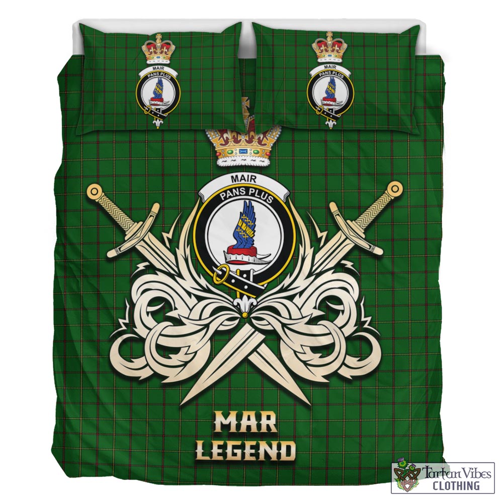 Tartan Vibes Clothing Mar Tribe Tartan Bedding Set with Clan Crest and the Golden Sword of Courageous Legacy
