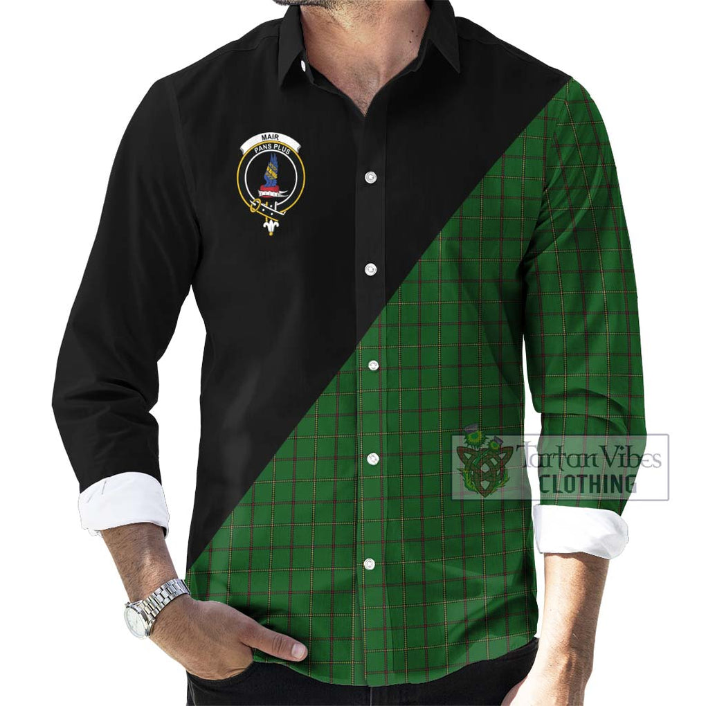 Mar Tribe Tartan Long Sleeve Button Shirt with Family Crest and Military Logo Style - Tartanvibesclothing Shop