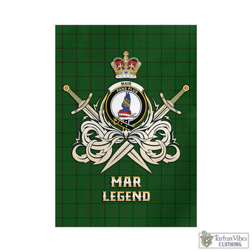 Mar Tribe Tartan Garden Flag with Clan Crest and the Golden Sword of Courageous Legacy