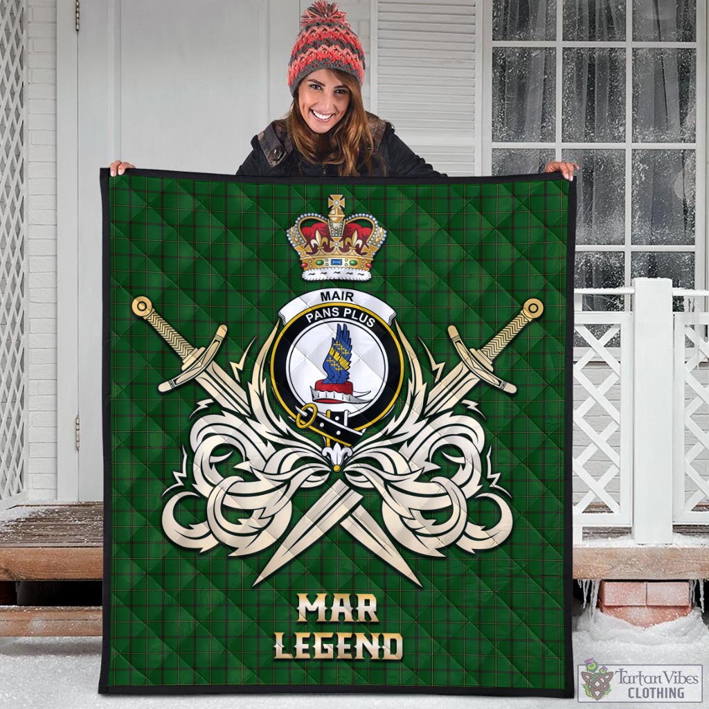 Tartan Vibes Clothing Mar Tribe Tartan Quilt with Clan Crest and the Golden Sword of Courageous Legacy