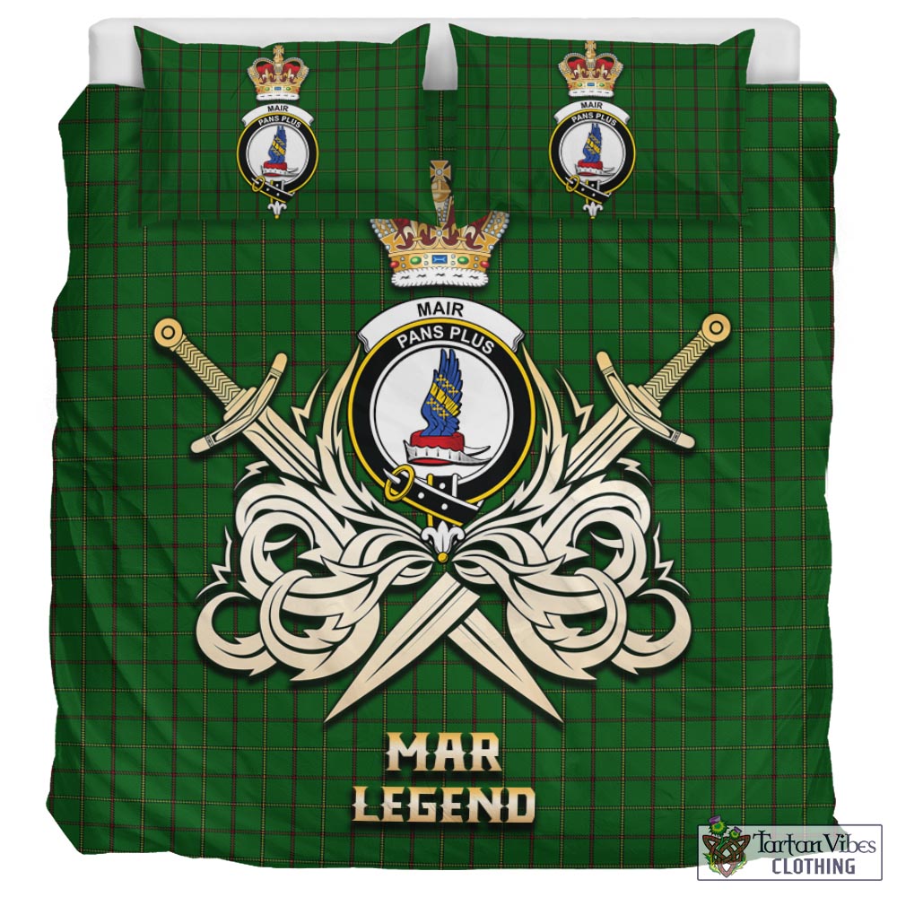 Tartan Vibes Clothing Mar Tribe Tartan Bedding Set with Clan Crest and the Golden Sword of Courageous Legacy