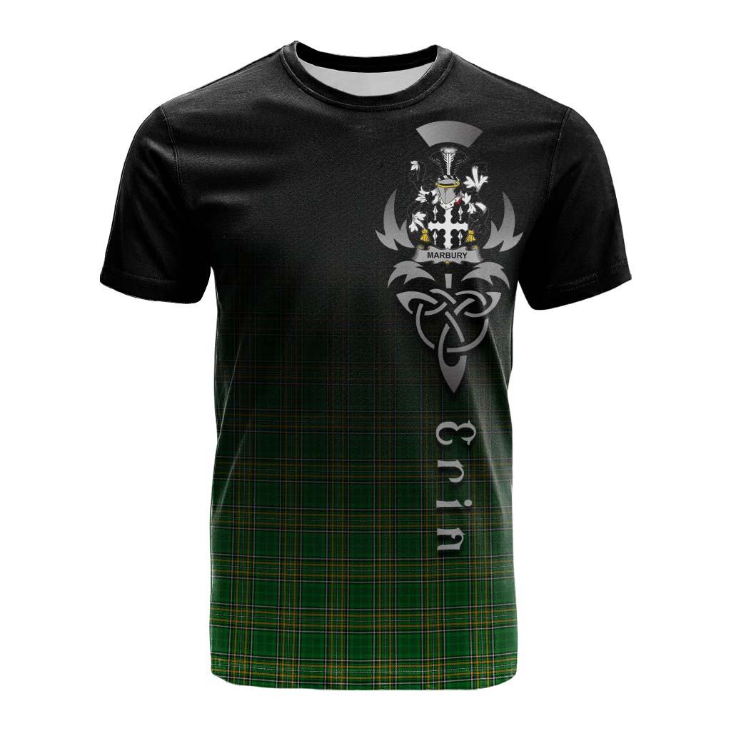 Tartan Vibes Clothing Marbury Irish Clan Cotton T-shirt with Coat of Arms Erin Go Bragh Celtic Inspired