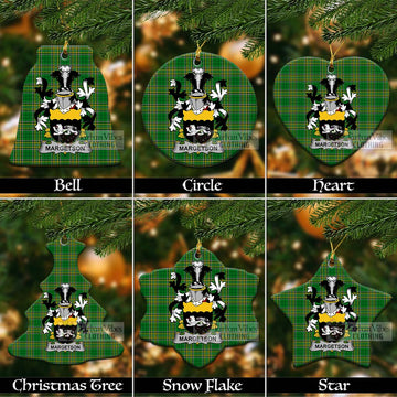 Margetson Irish Clan Tartan Christmas Ceramic Ornament with Coat of Arms