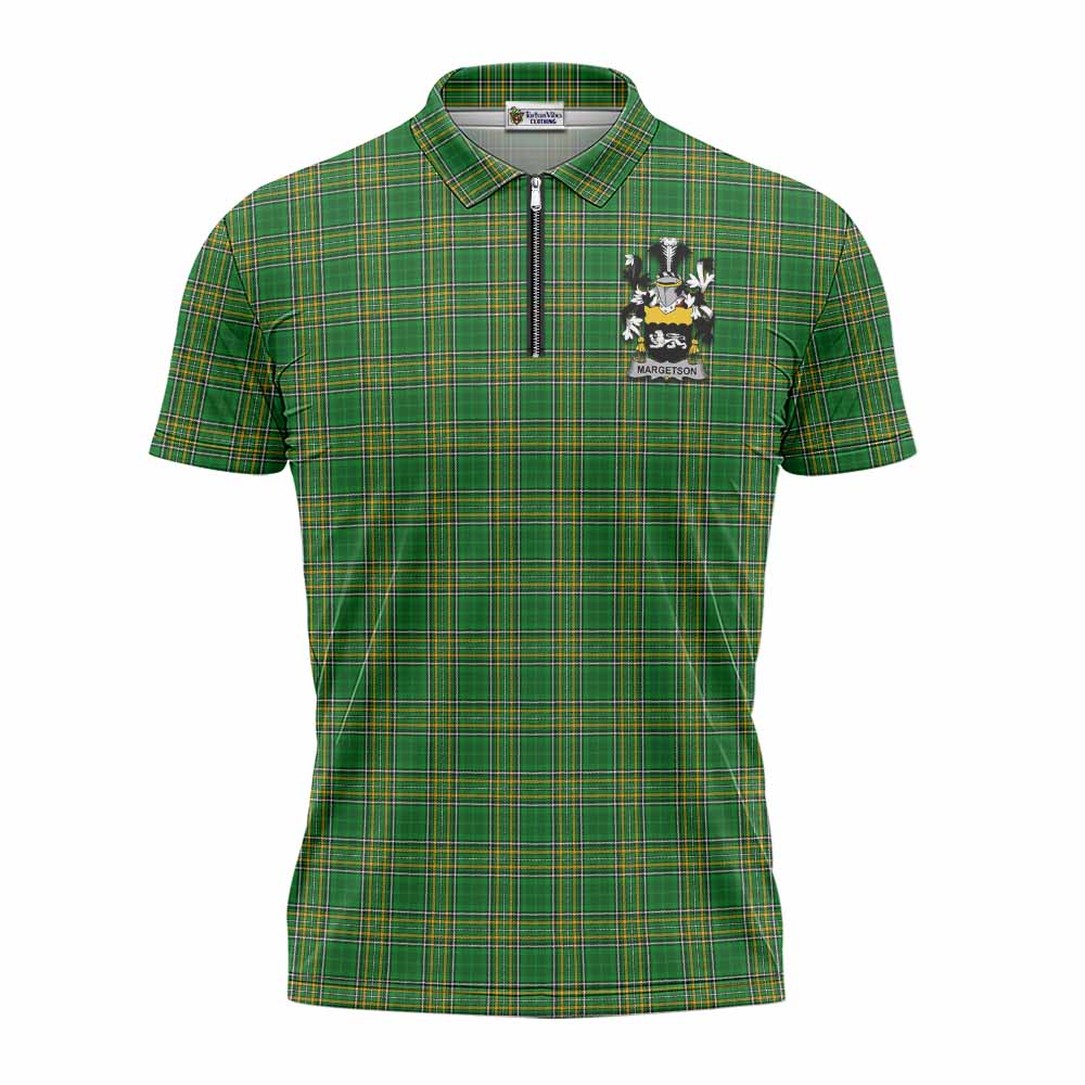Margetson Irish Clan Tartan Zipper Polo Shirt with Coat of Arms