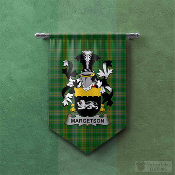 Margetson Irish Clan Tartan Gonfalon, Tartan Banner with Coat of Arms