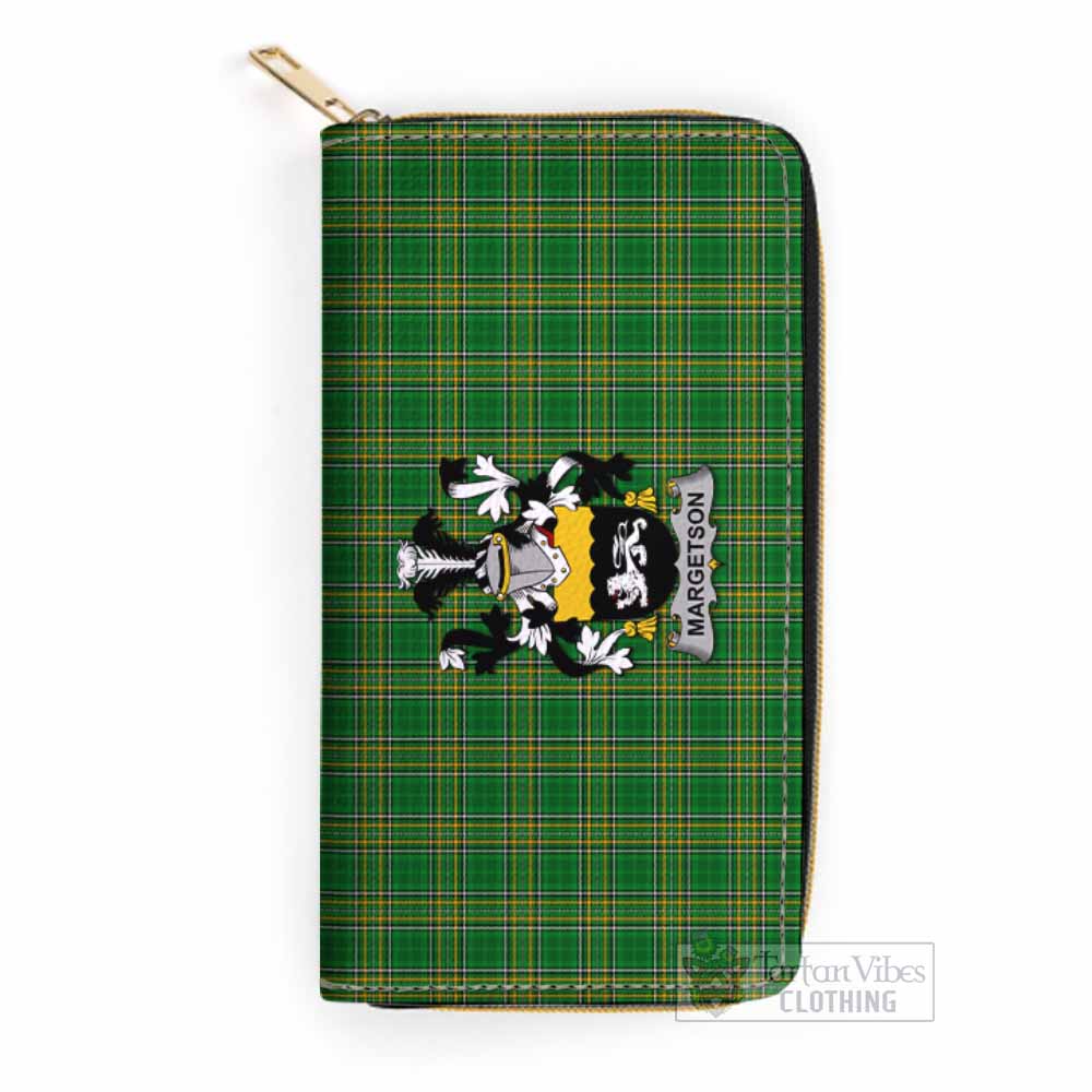 Tartan Vibes Clothing Margetson Irish Clan Tartan Women's Leather Wallet with Coat of Arms