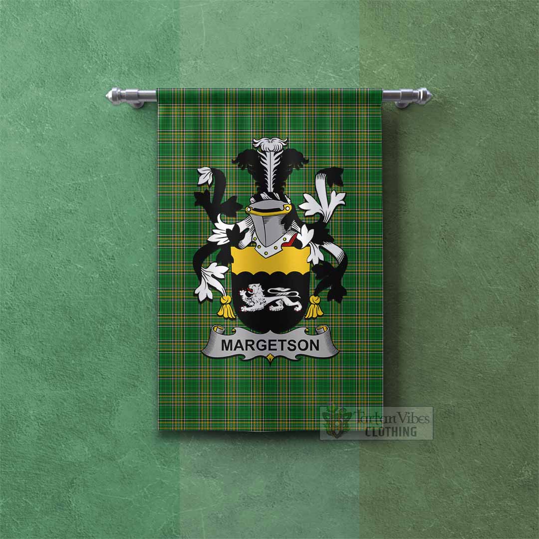 Tartan Vibes Clothing Margetson Irish Clan Tartan Gonfalon, Tartan Banner with Coat of Arms