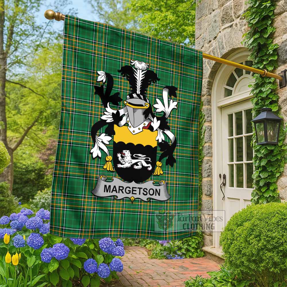 Margetson Irish Clan Tartan Flag with Coat of Arms