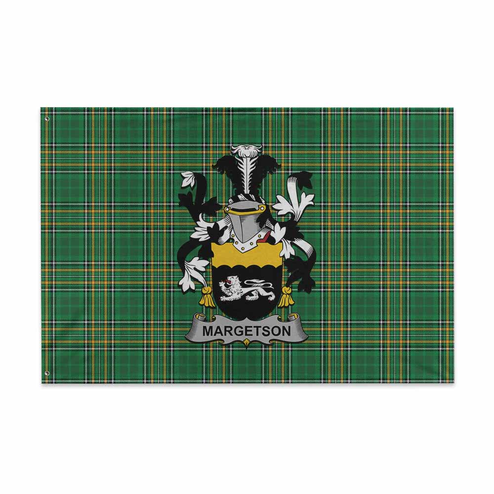 Tartan Vibes Clothing Margetson Irish Clan Tartan House Flag with Coat of Arms