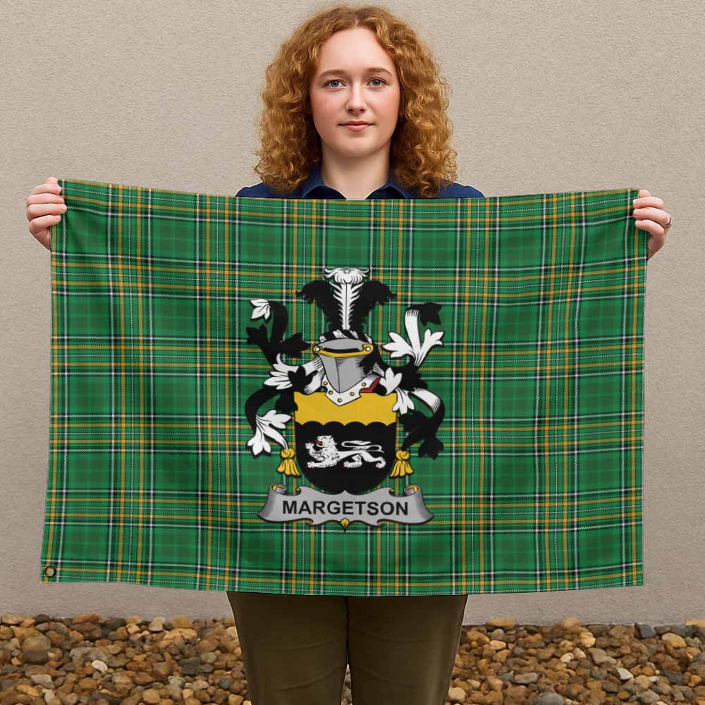 Tartan Vibes Clothing Margetson Irish Clan Tartan House Flag with Coat of Arms