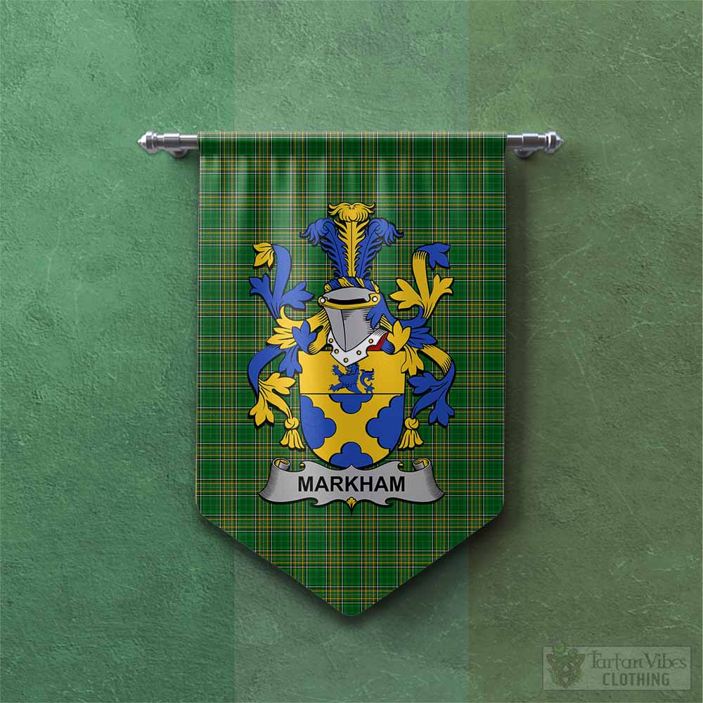 Markham Irish Clan Tartan Gonfalon, Tartan Banner with Coat of Arms Chevron - Tartan Vibes Clothing