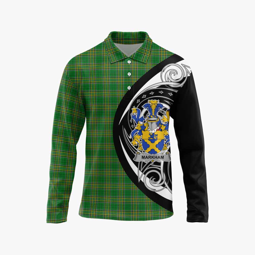 Markham Irish Clan Long Sleeve Polo Shirt Celtic Circle Style Unisex - Tartan Vibes Clothing