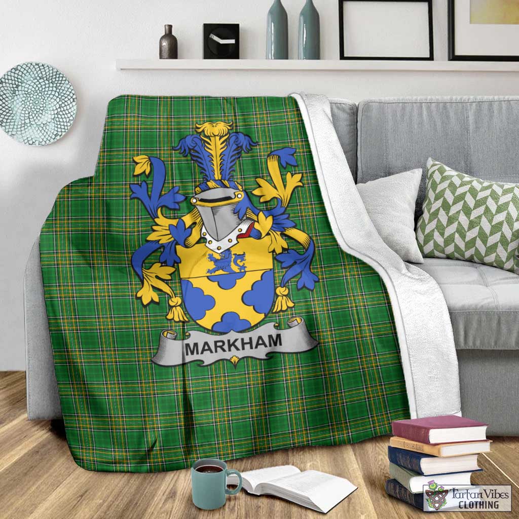 Markham Irish Clan Tartan Blanket with Coat of Arms - Tartan Vibes Clothing