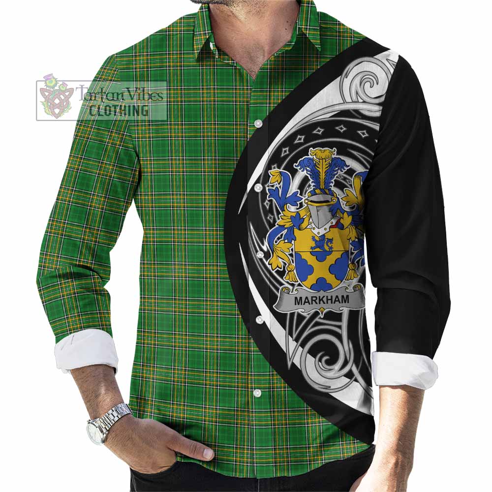 Markham Irish Clan Long Sleeve Button Shirt Celtic Circle Style - Tartan Vibes Clothing